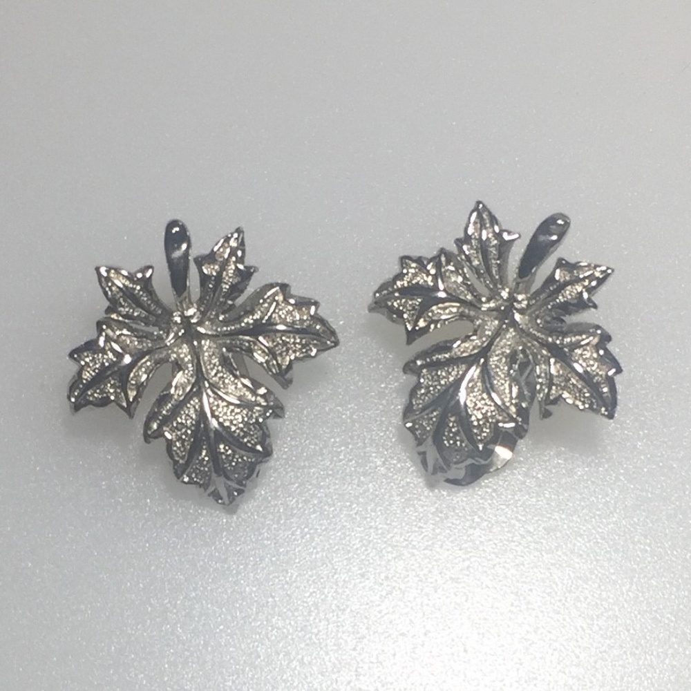 Bergere Clip-on Silver-tone Leaf Earrings